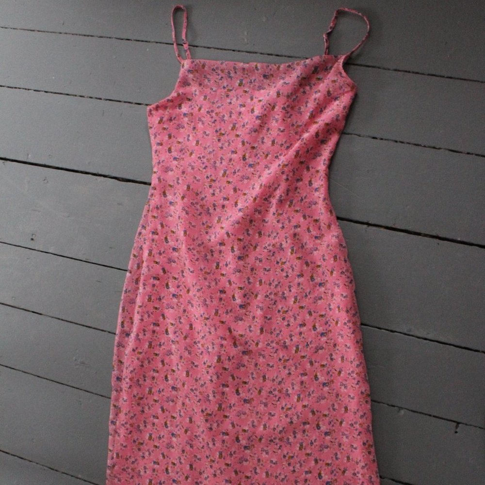 Pink chiffon midi cowl neck DOLLSKILL small